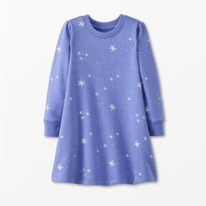 Hanna Andersson Long Sleeve Foil Print Fleece Dress Silver Stardust Lavender